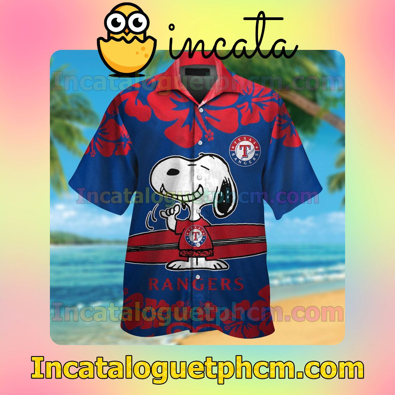 Texas Rangers Snoopy Beach Vacation Shirt, Swim Shorts