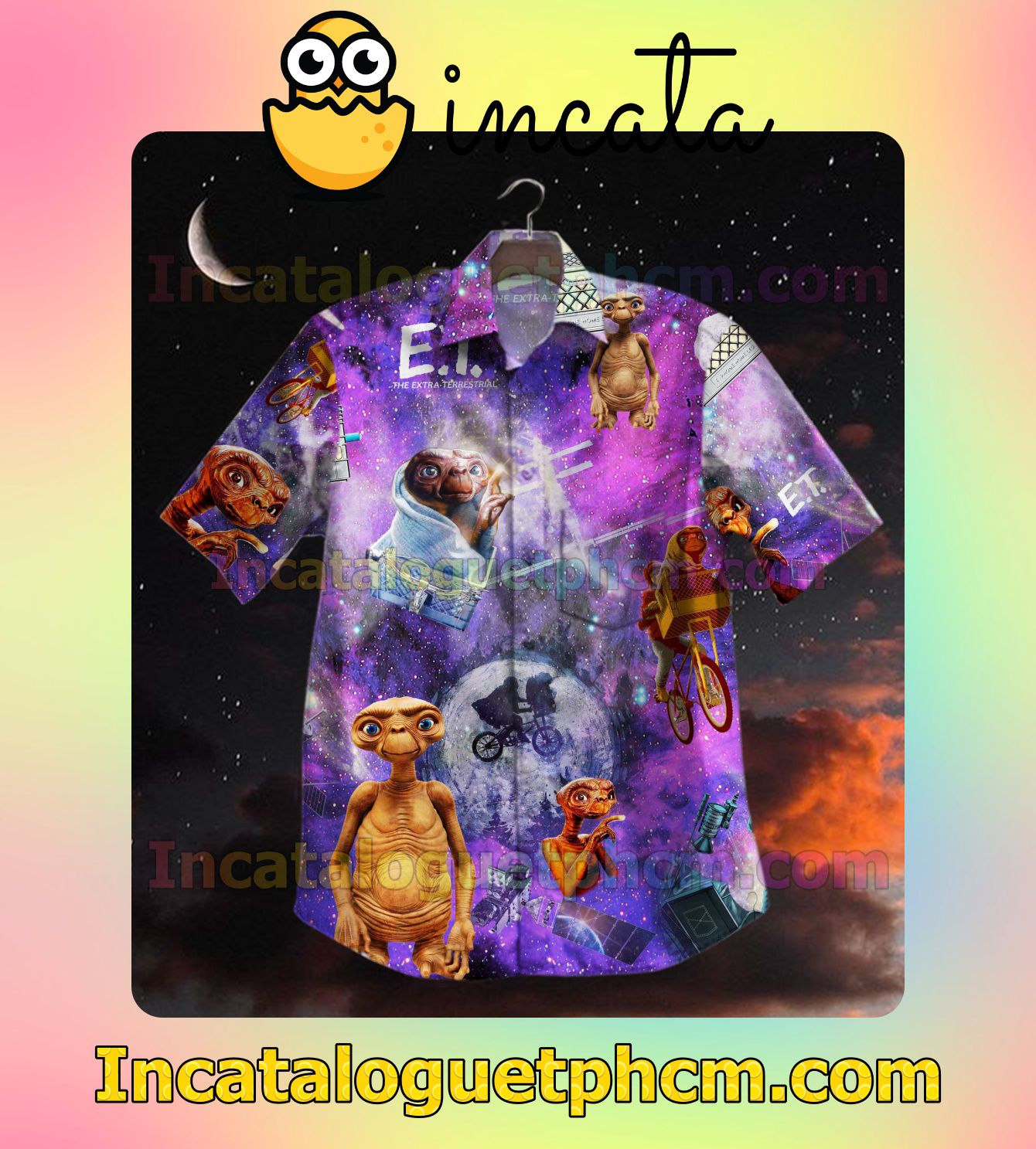 The Extra Terrestrial Purple Galaxy Men's Casual Shirts