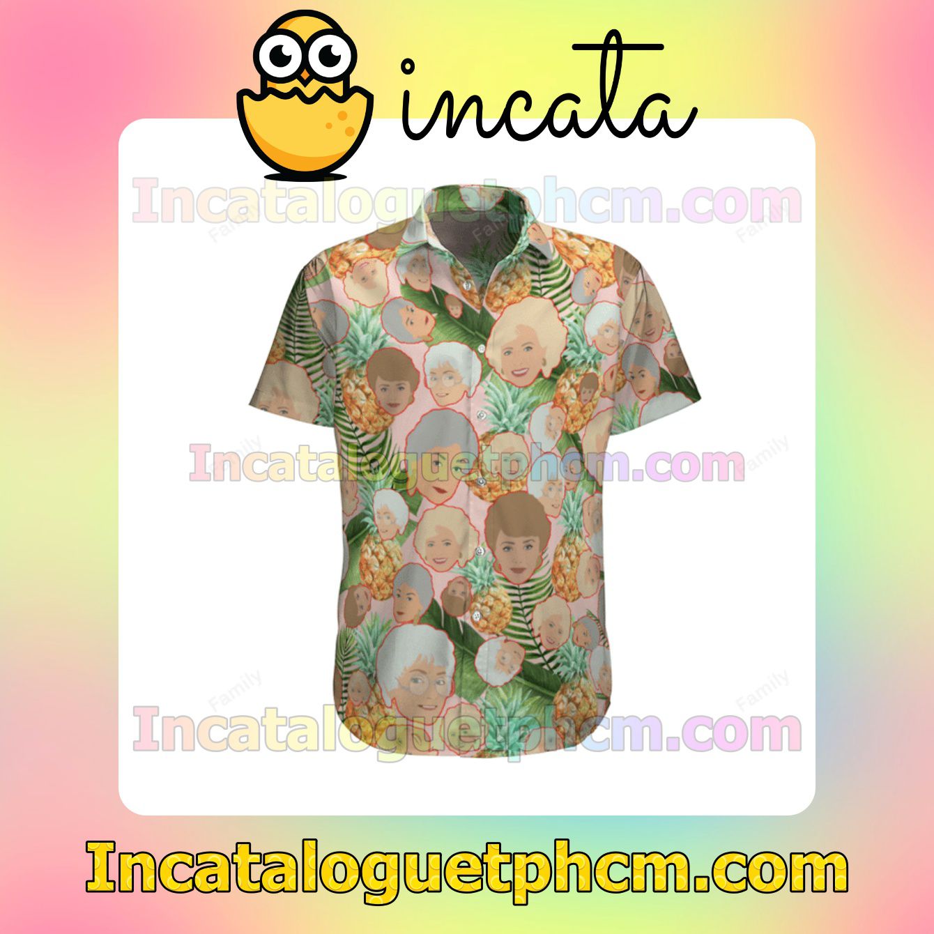 The Golden Girl Head Pineapple Mens Short Sleeve Shirts