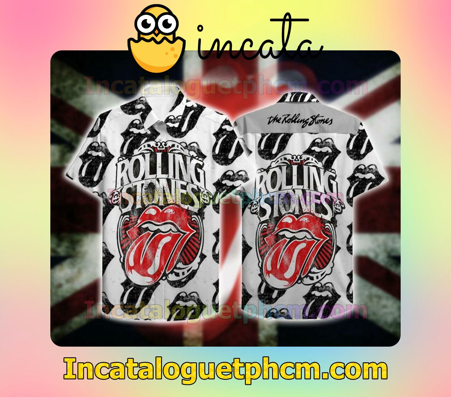 The Rolling Stones Black Logo White Short Sleeve Shirt