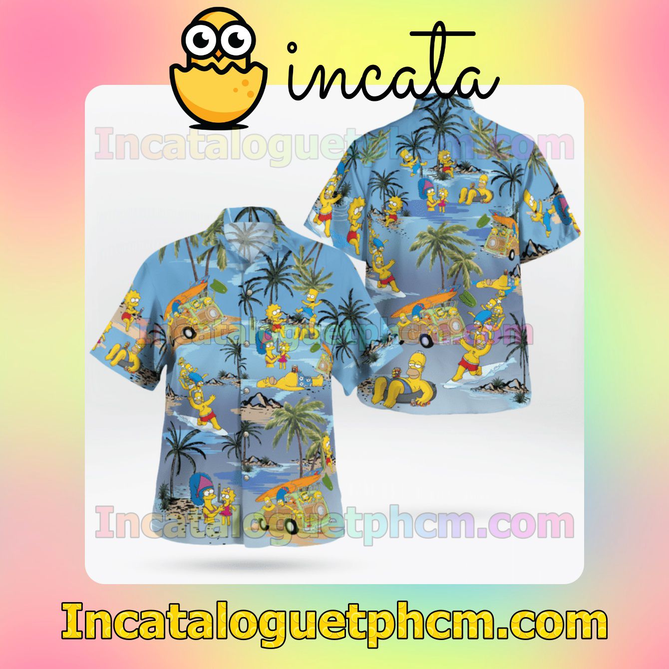 The Simpsons Family On The Beach Mens Short Sleeve Shirts
