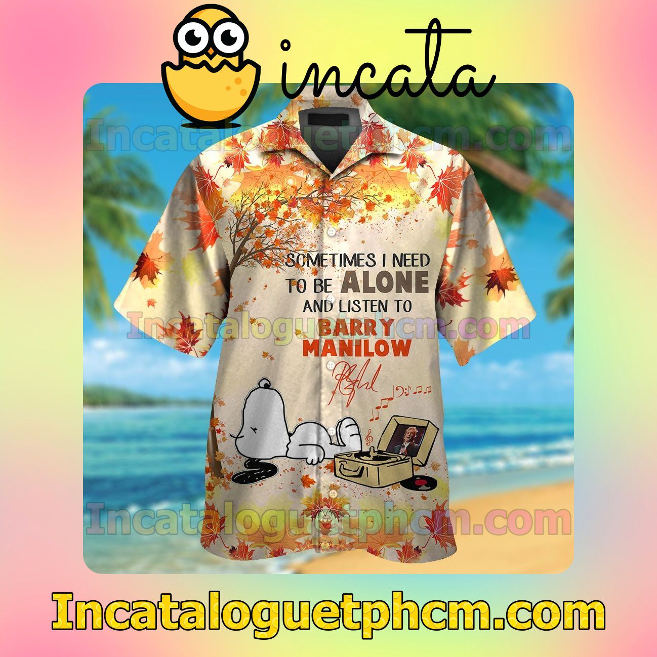 To Be Alone And Listen To Barry Manilow Beach Vacation Shirt, Swim Shorts