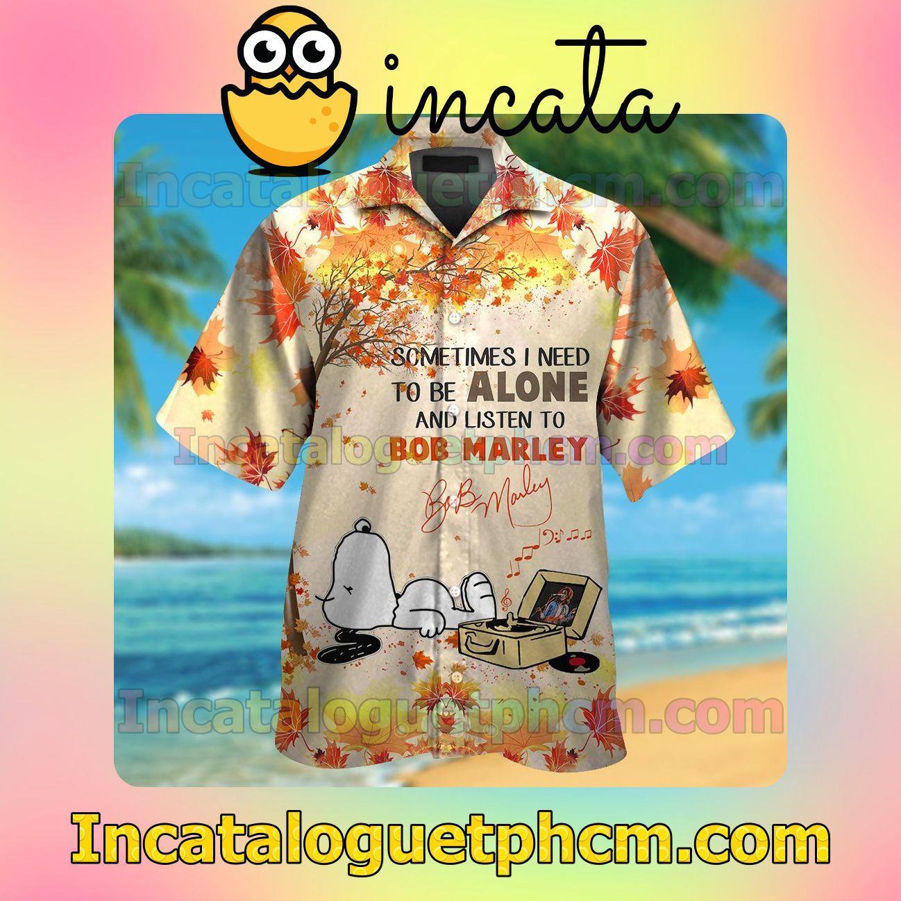 To Be Alone And Listen To Bob Marley Beach Vacation Shirt, Swim Shorts
