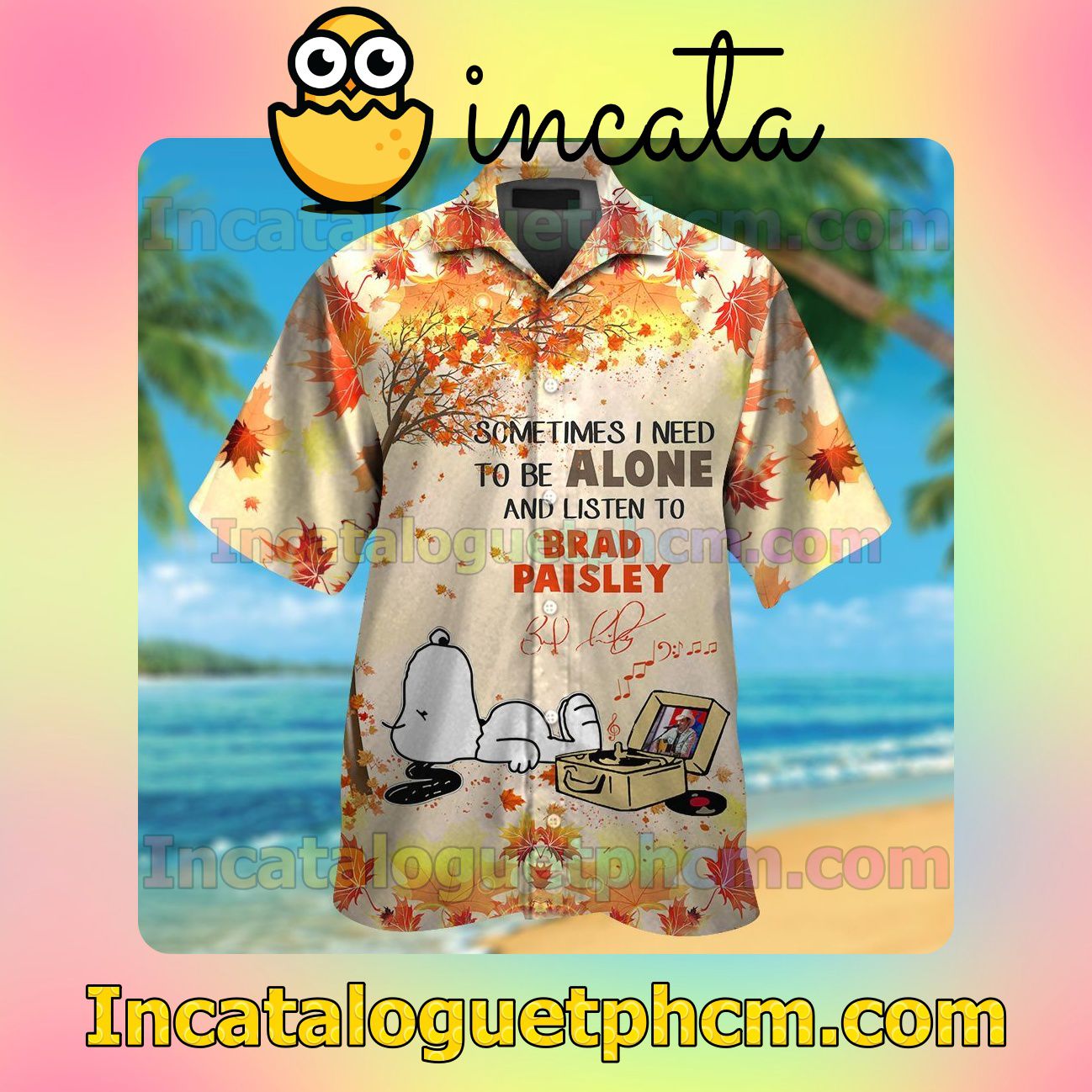 To Be Alone And Listen To Brad Paisley Beach Vacation Shirt, Swim Shorts