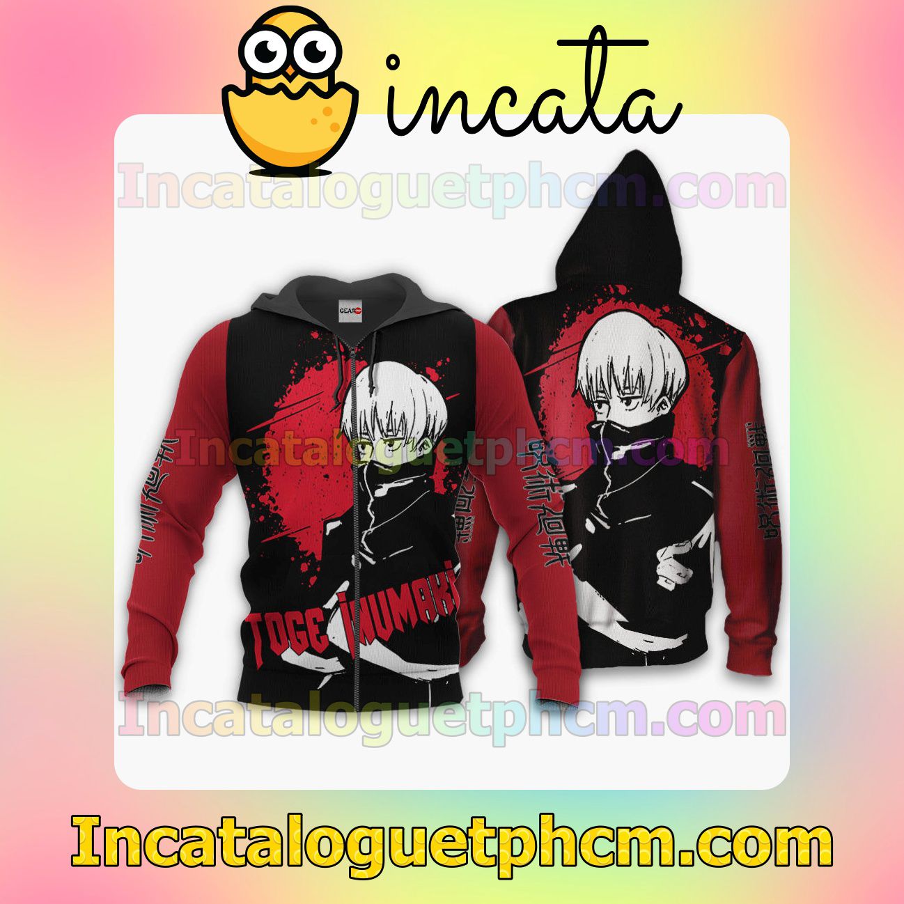 Toge Inumaki Jujutsu Kaisen Anime Monochrome Clothing Merch Zip Hoodie Jacket Shirts