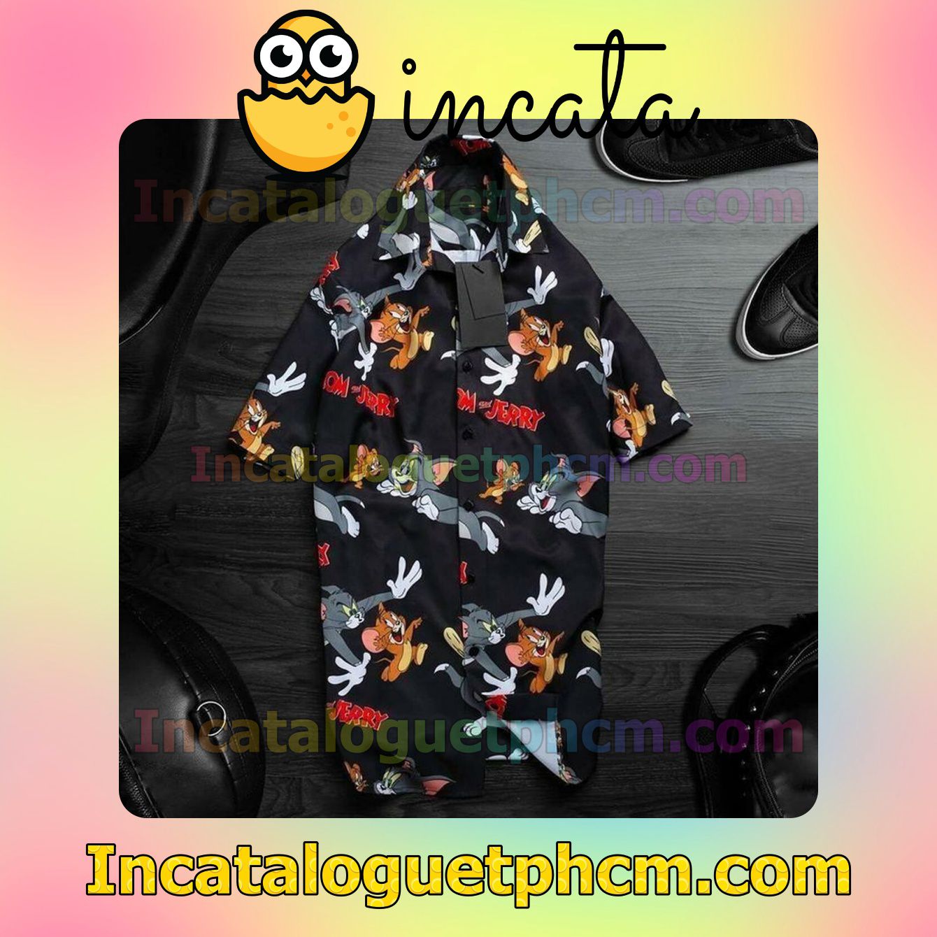 Tom & Jerry Black Custom Short Sleeve Shirt