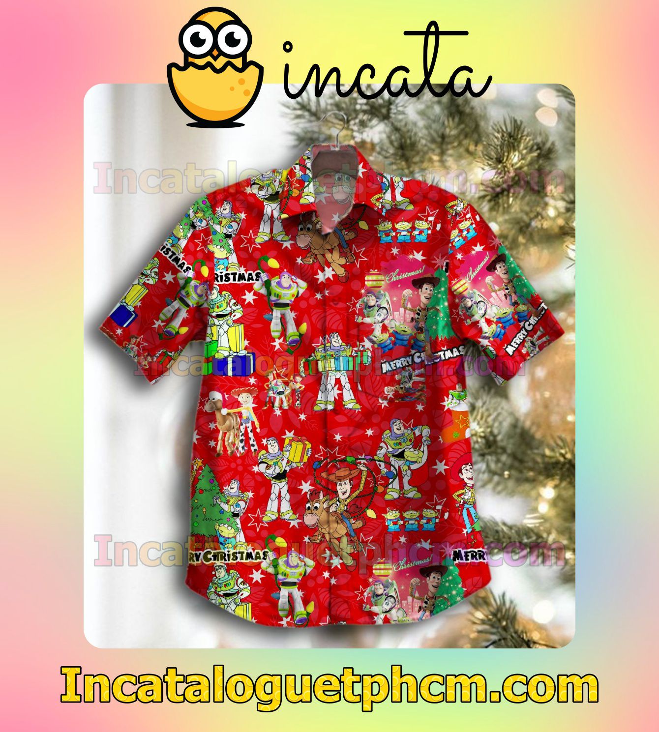 Toy Story Merry Christmas Red Men's Casual Shirts