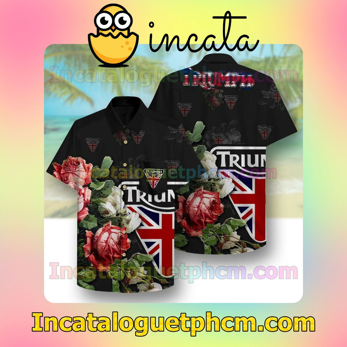 Triumph Garden Roses Black Short Sleeve Shirt