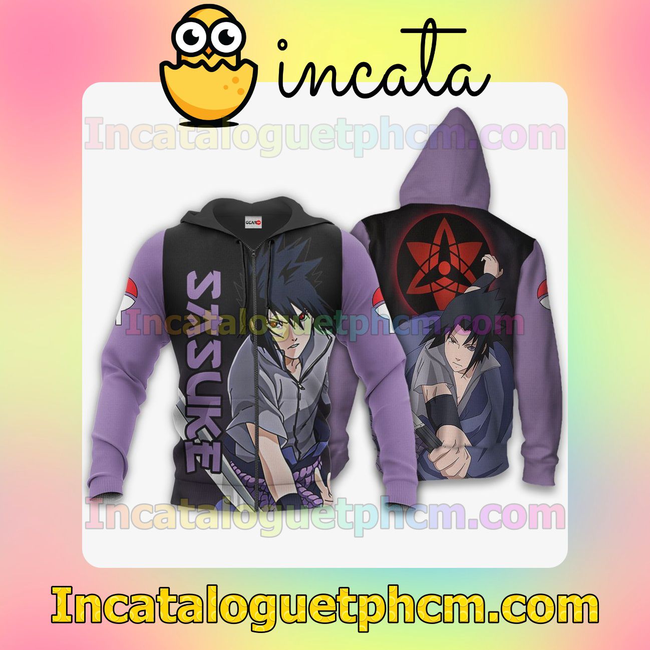 Uchiha Sasuke Sharingan Eyes Naruto Anime Clothing Merch Zip Hoodie Jacket Shirts
