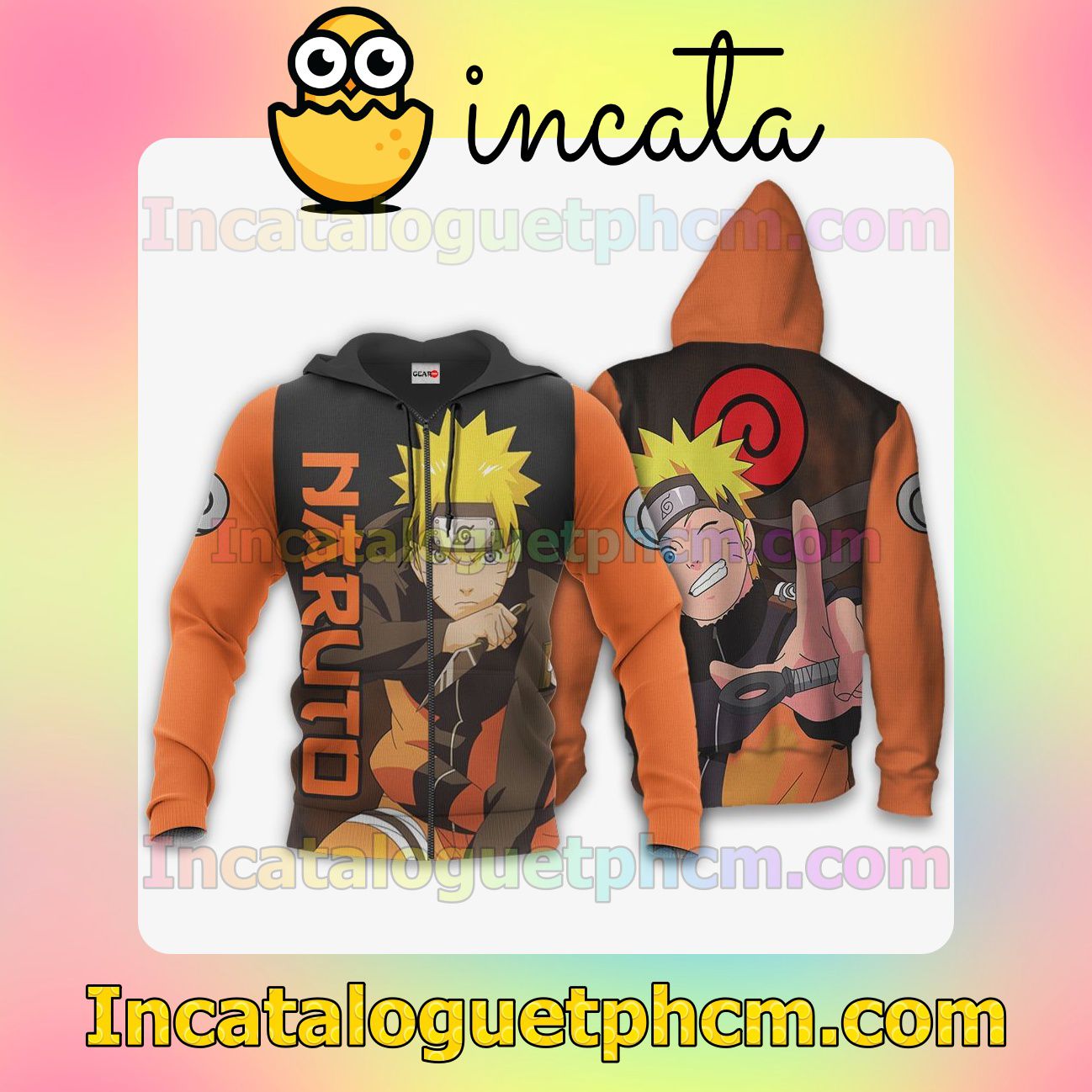 Uzumaki Naruto Symbol and Characters Naruto Anime Clothing Merch Zip Hoodie Jacket Shirts