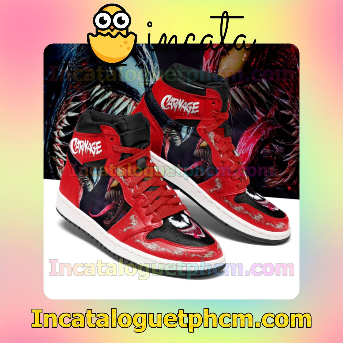 Absolutely Love Venom vs. Carnage Air Jordan Red Mens Air Jordan 1 Inspired Shoes