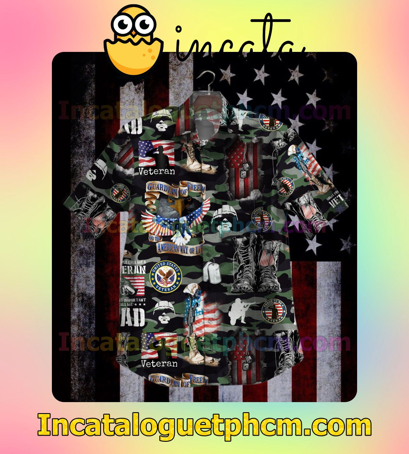 Veteran Guardian Of Freedom And The American Way Of Life Camo Men's Casual Shirts