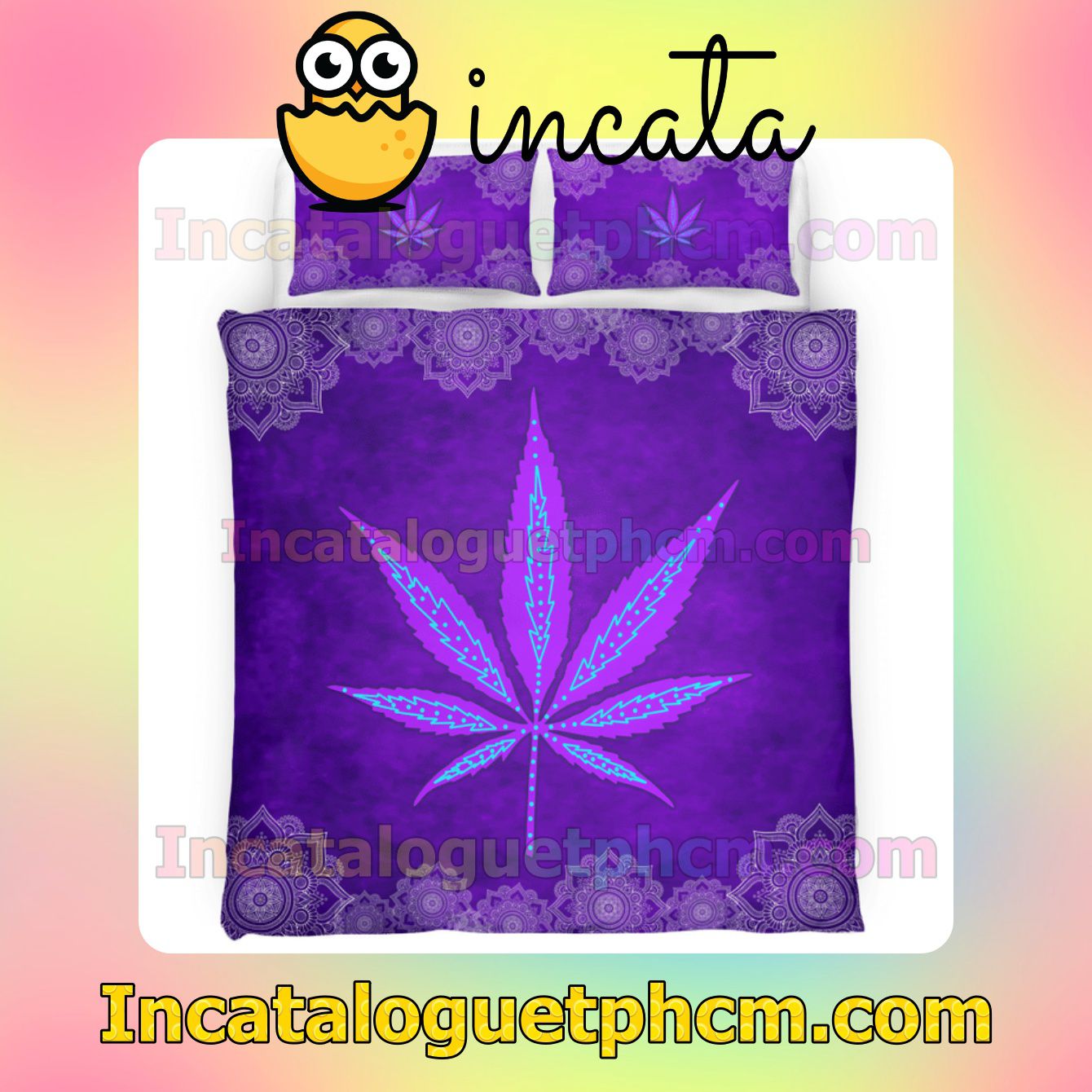 Etsy Weed Leaf Hippie Purple Bed Covers Bedroom Set