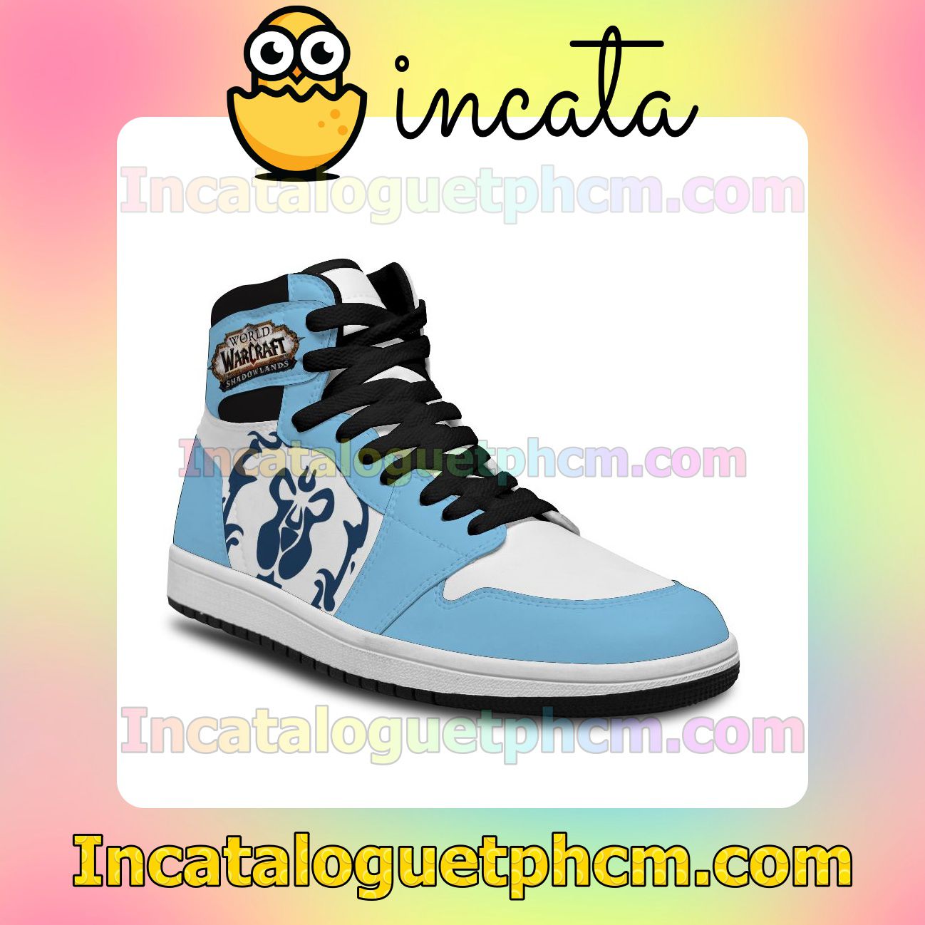 Great Quality World of Warcraft  Wing Blue Alliance logo Air Jordan 1 Inspired Shoes