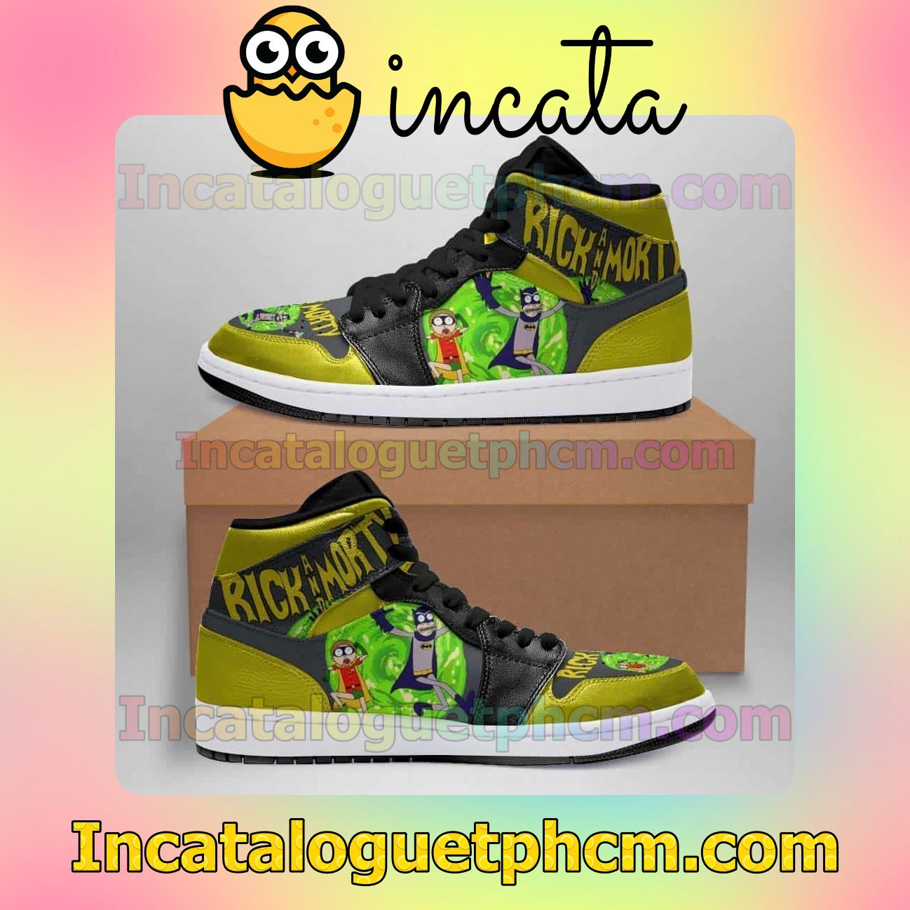 Yellow Rick And Morty 1s Air Jordan 1 Inspired Shoes
