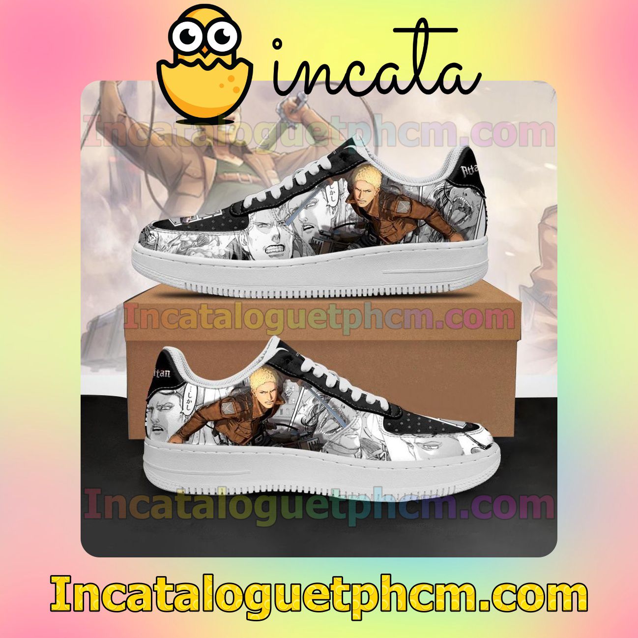 AOT Reiner Attack On Titan Anime Manga Nike Low Shoes Sneakers