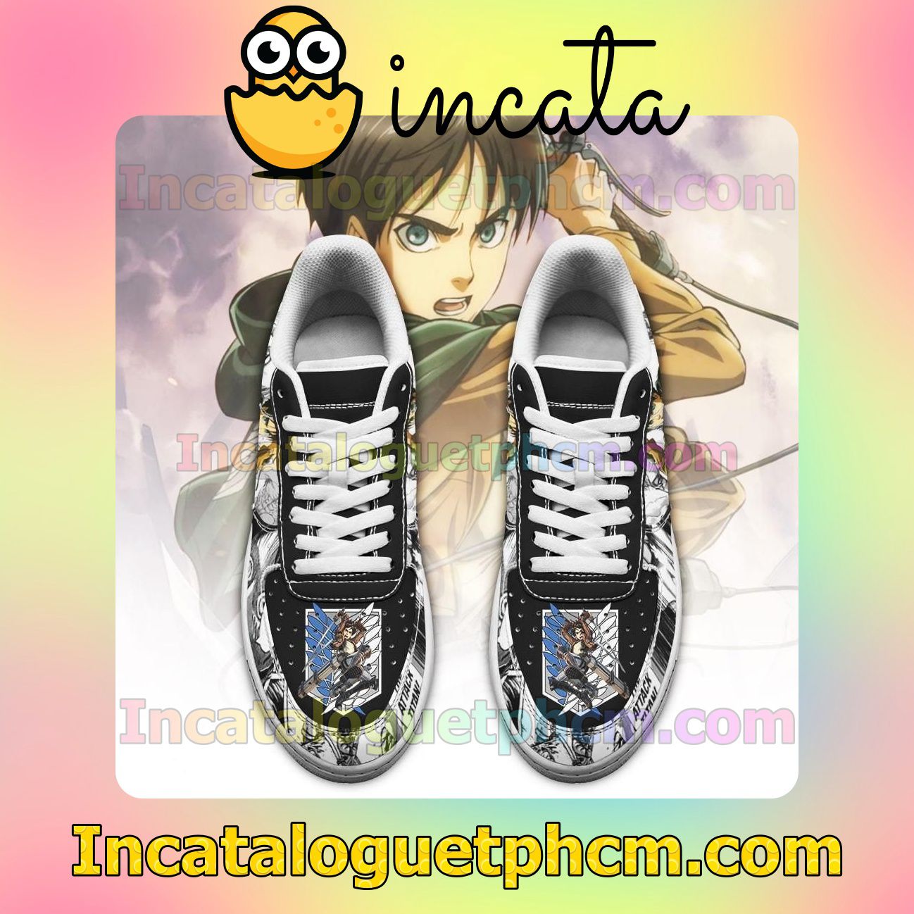 Popular AOT Scout Eren Attack On Titan Anime Mixed Manga Nike Low Shoes Sneakers