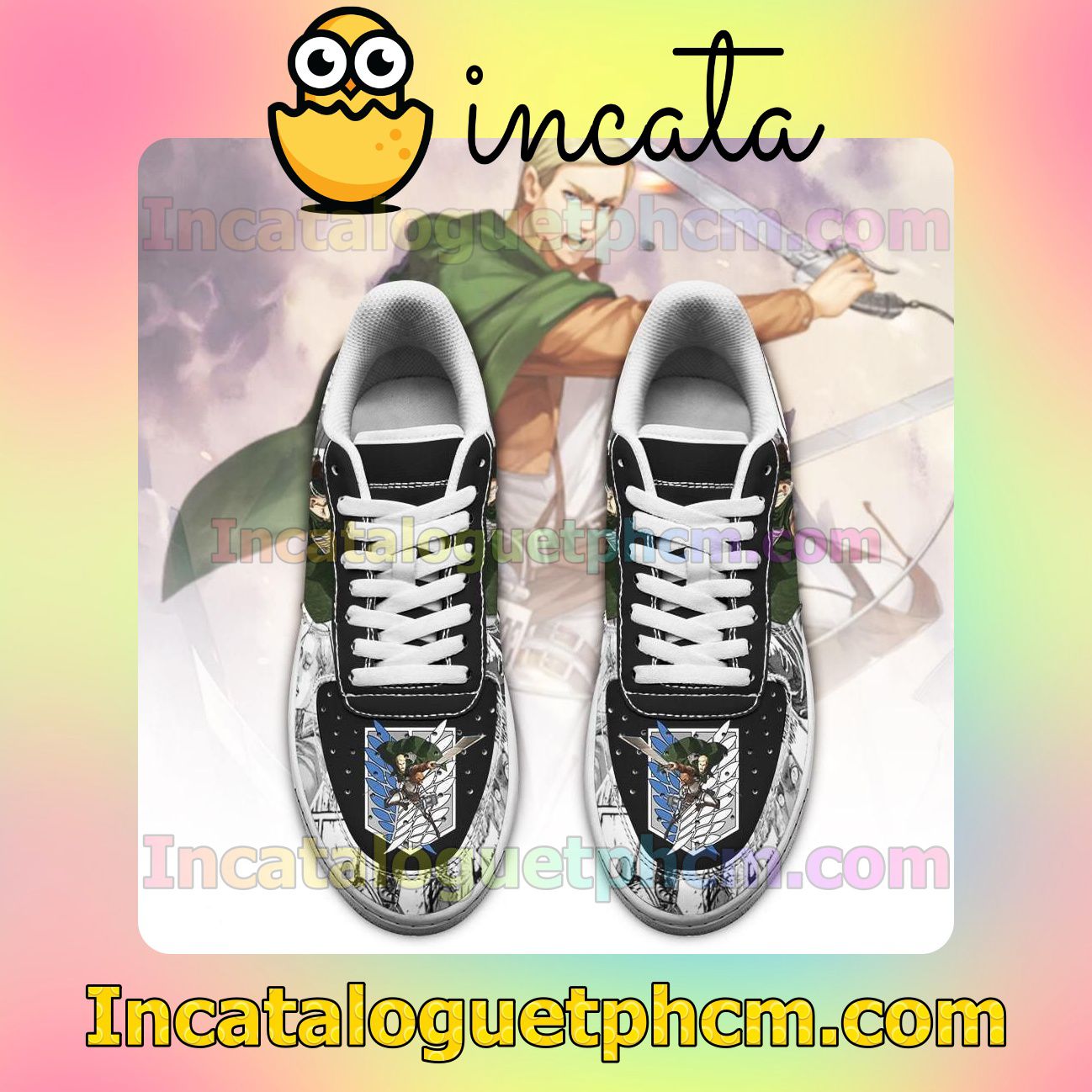 Clothing AOT Scout Erwin Attack On Titan Anime Mixed Manga Nike Low Shoes Sneakers