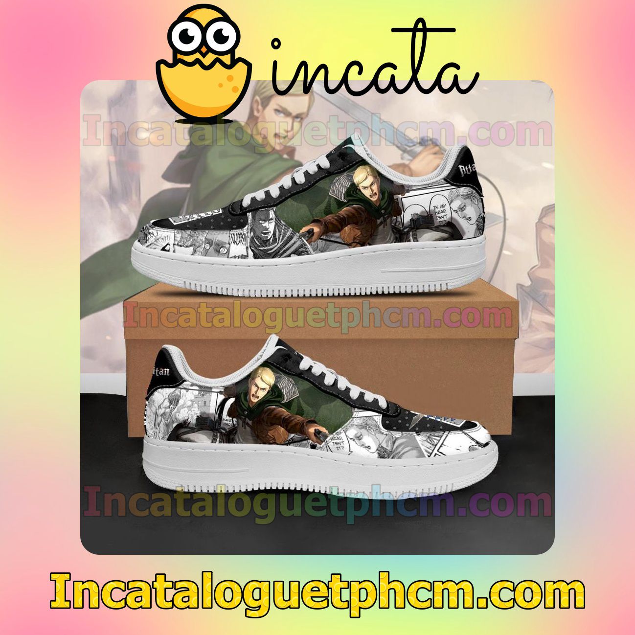 AOT Scout Erwin Attack On Titan Anime Mixed Manga Nike Low Shoes Sneakers
