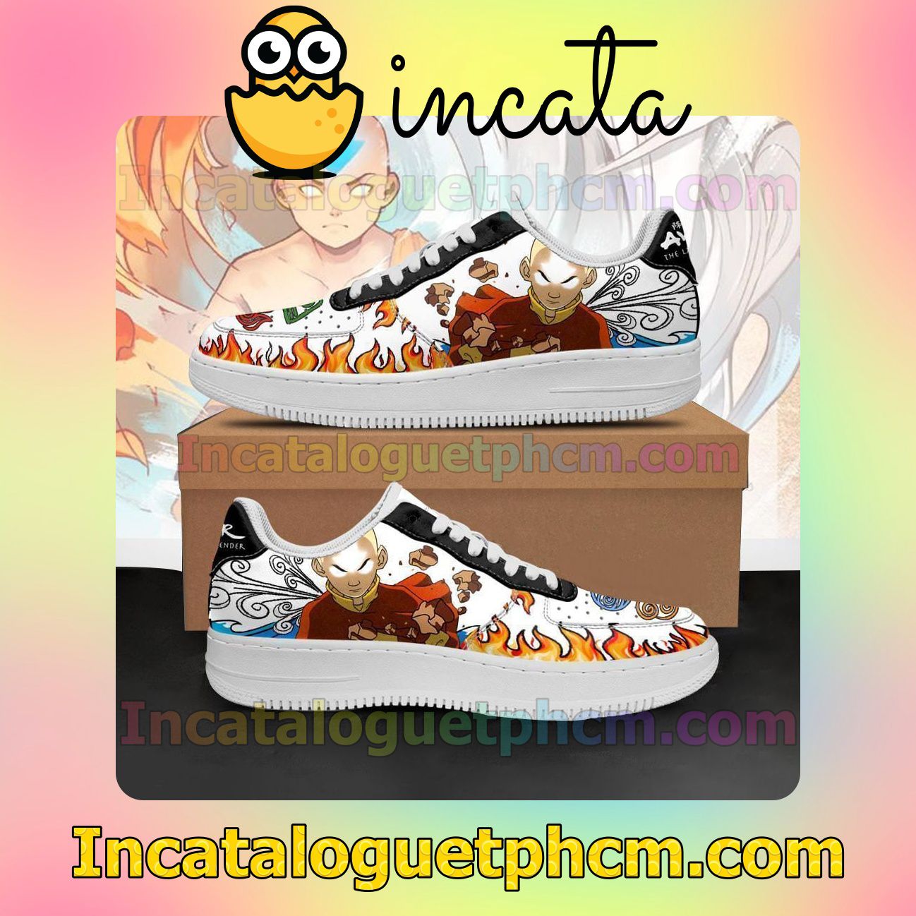Aang Avatar Airbender Four Nation Tribes Nike Low Shoes Sneakers