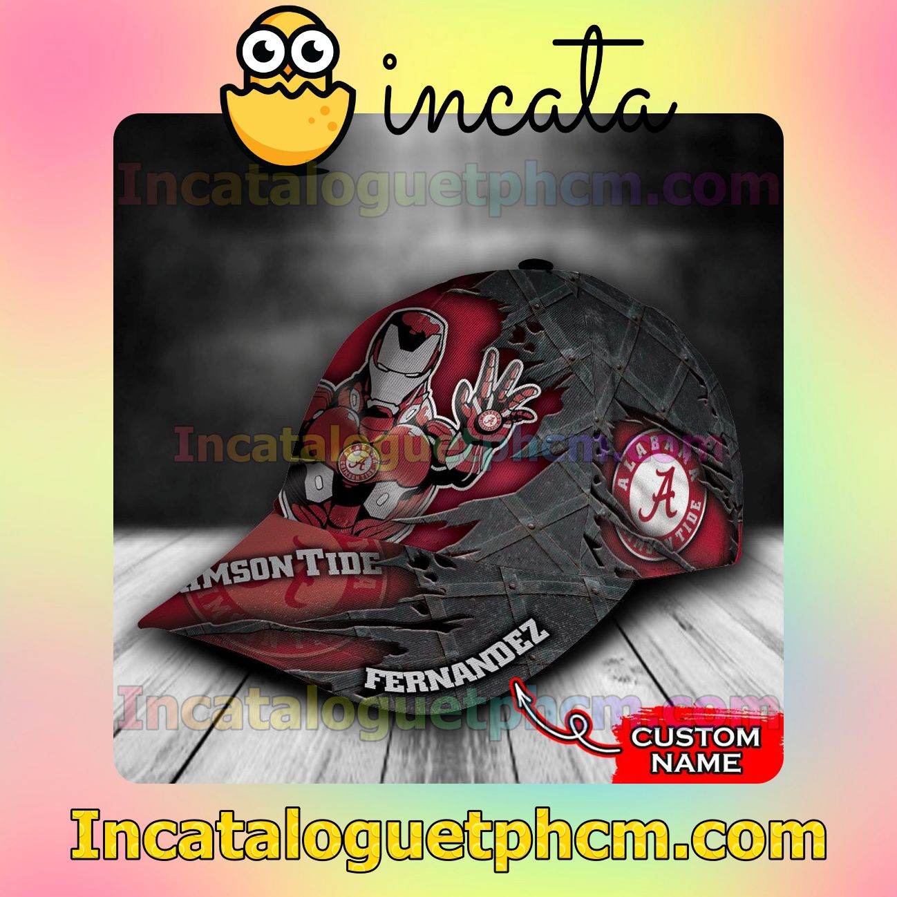 Drop Shipping Alabama Crimson Tide Iron Man NCAA Customized Hat Caps