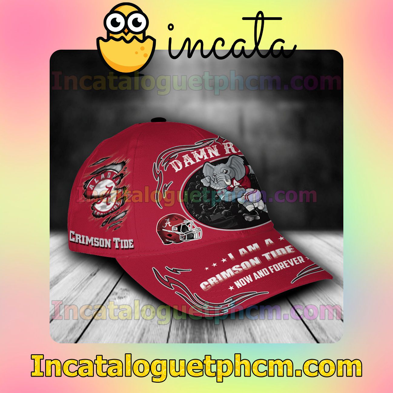 Funny Tee Alabama Crimson Tide Mascot NCAA Customized Hat Caps