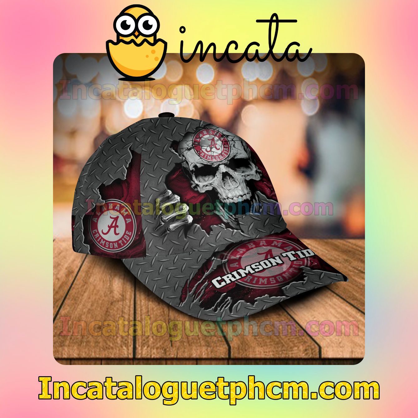 Order Alabama Crimson Tide SKULL NCAA Customized Hat Caps