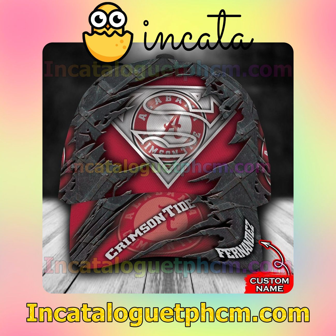 Alabama Crimson Tide Superman NCAA Customized Hat Caps