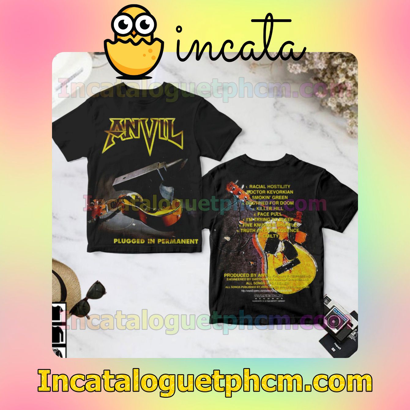 Hot Anvil Plugged In Permanent Album Cover Gift T-shirts