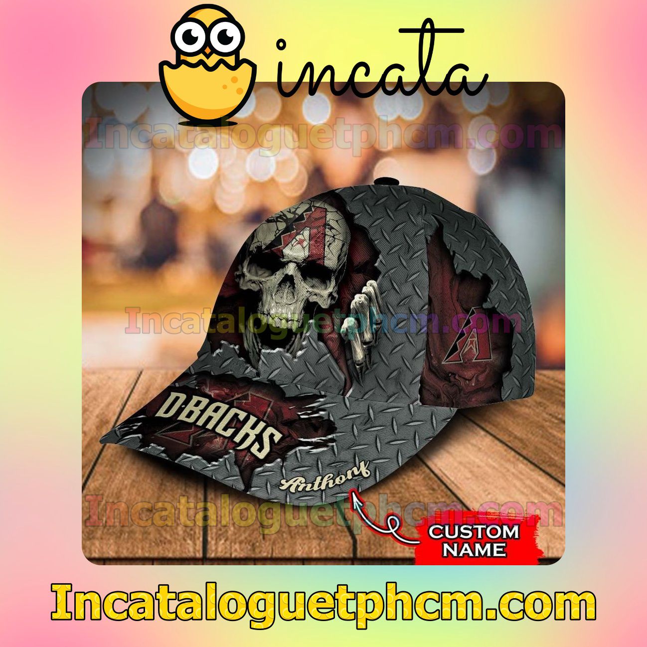 US Shop Arizona Diamondbacks Skull MLB Customized Hat Caps