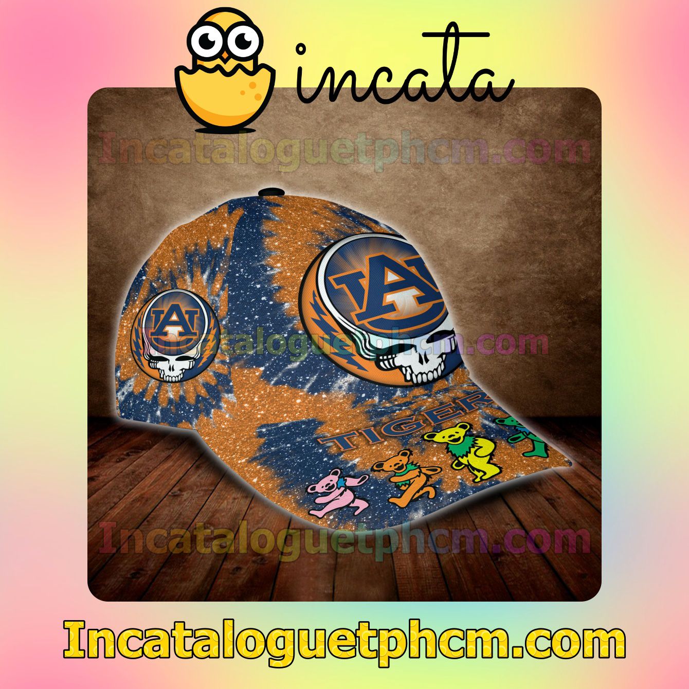 Free Auburn Tigers NCAA & Grateful Dead Band Customized Hat Caps