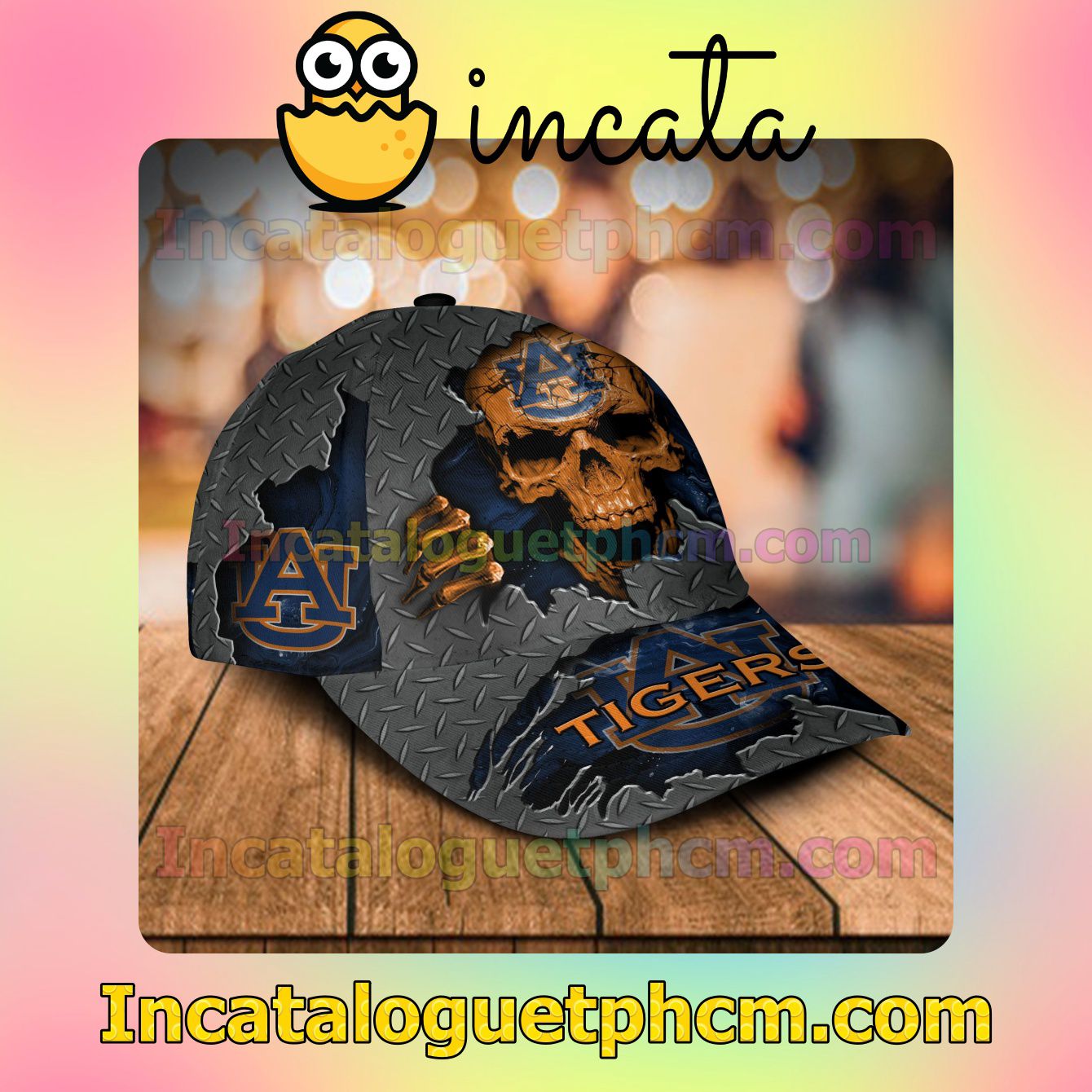 Best Shop Auburn Tigers SKULL NCAA Customized Hat Caps