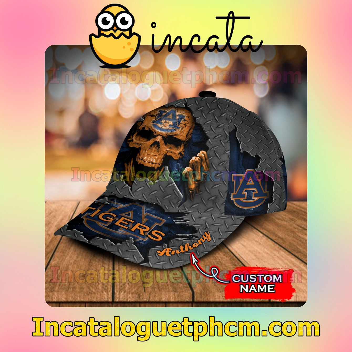 Free Ship Auburn Tigers SKULL NCAA Customized Hat Caps