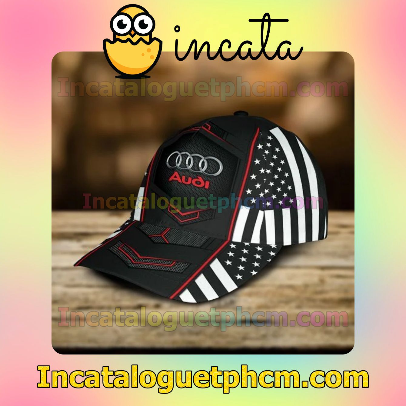 New Audi Black And White American Flag Classic Hat Caps Gift For Men
