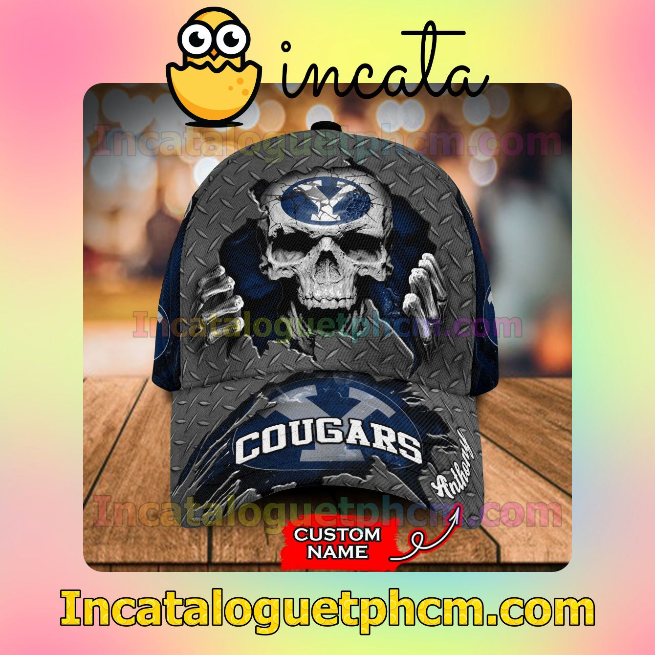 Perfect BYU Cougars SKULL NCAA Customized Hat Caps