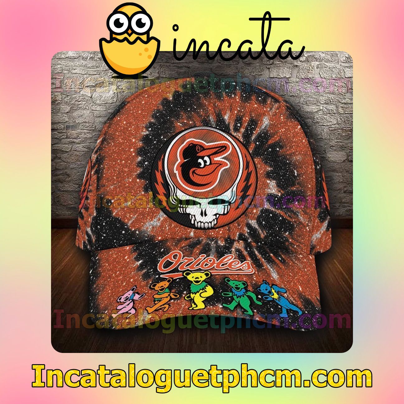 Baltimore Orioles & Grateful Dead Band MLB Customized Hat Caps