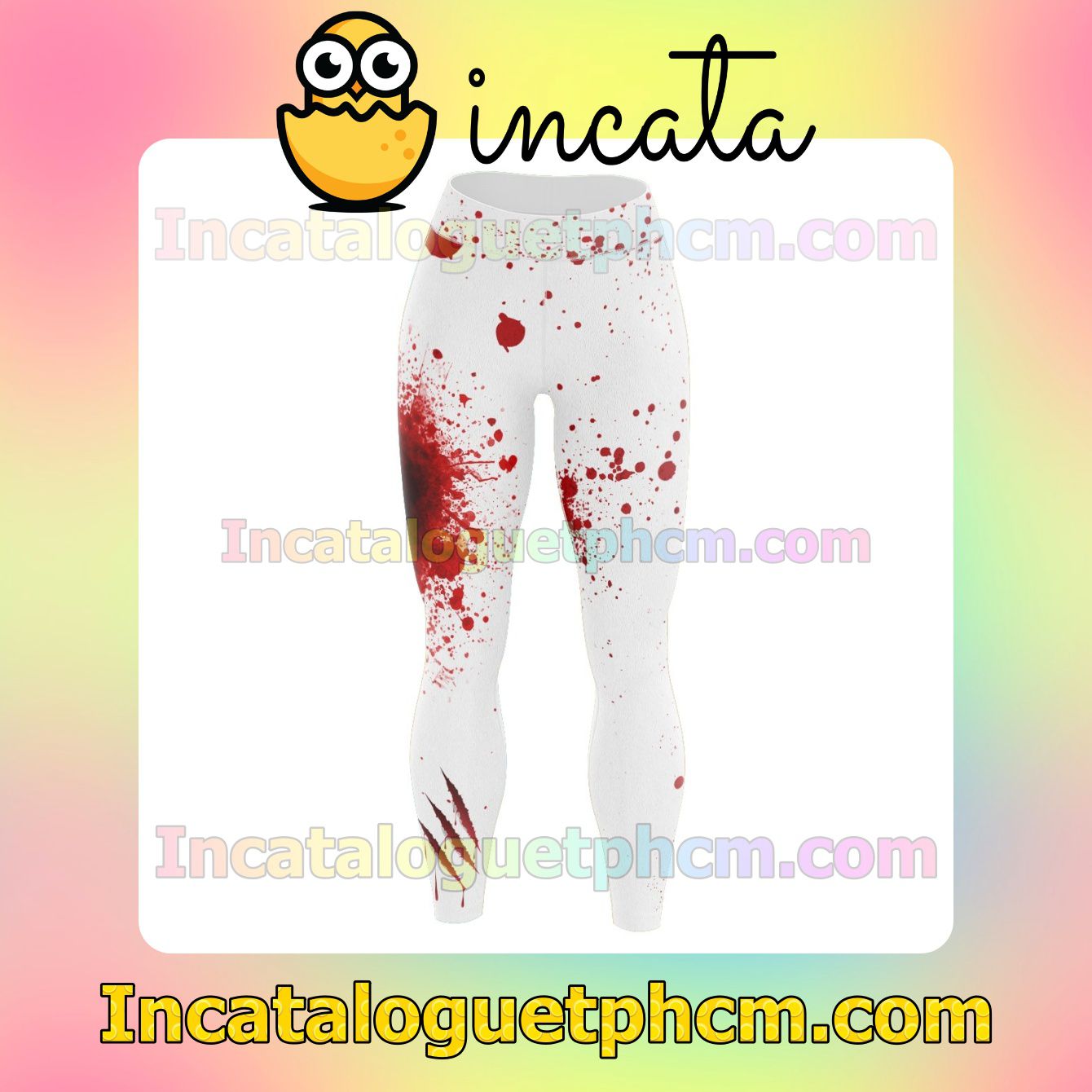 Blood Stain Claw Scratch White Mens Leggings