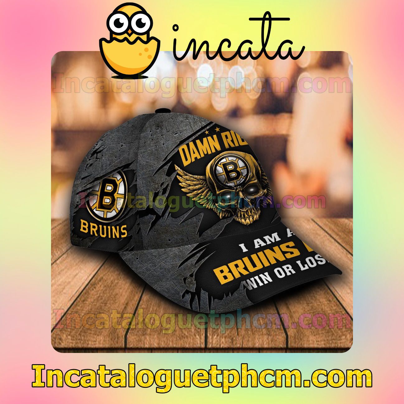 Top Selling Boston Bruins Skull Damn Right I Am A Fan Win Or Lose NHL Customized Hat Caps