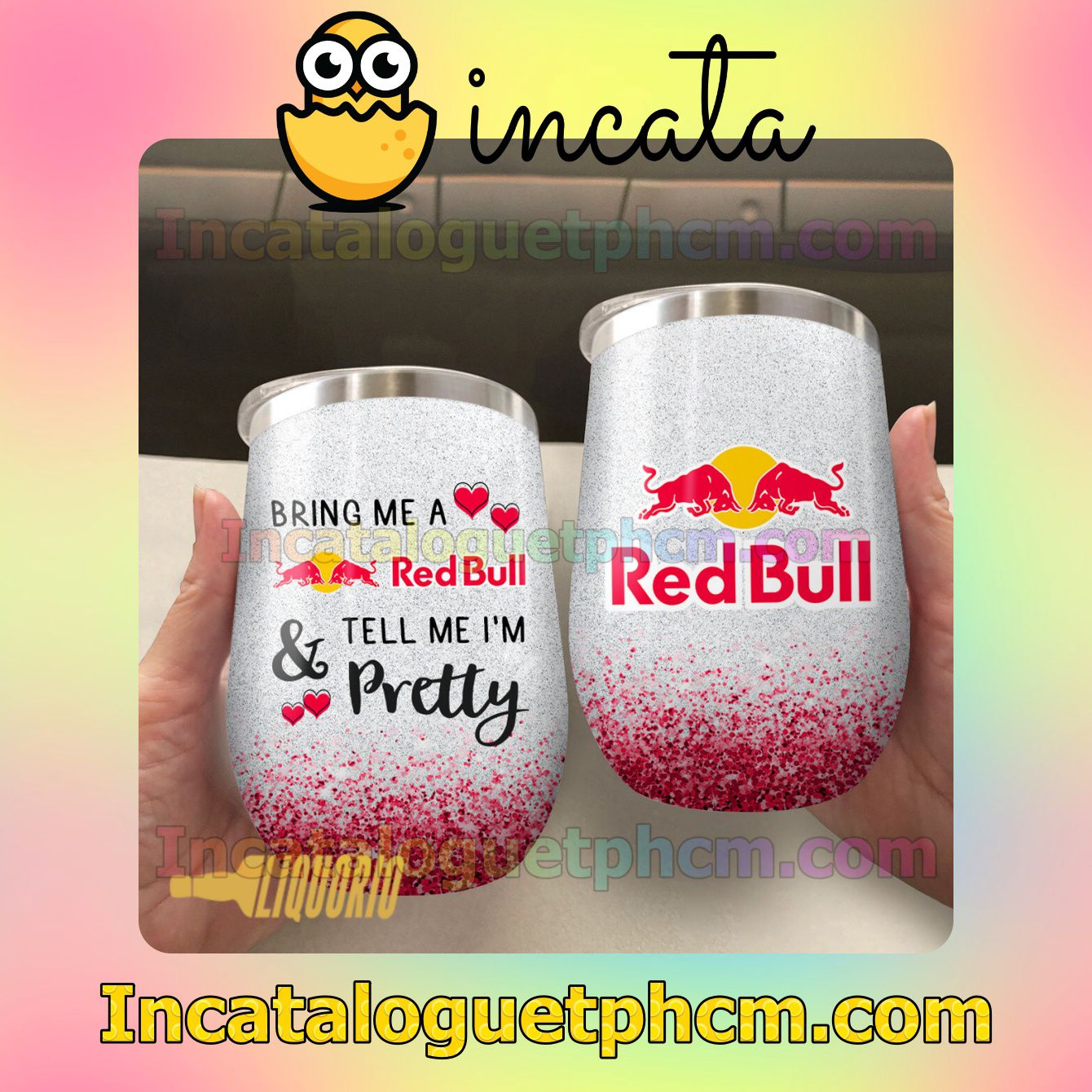 Bring Me A Red Bull And Tell Me I'm Pretty Tumbler Design Gift For Mom Sister