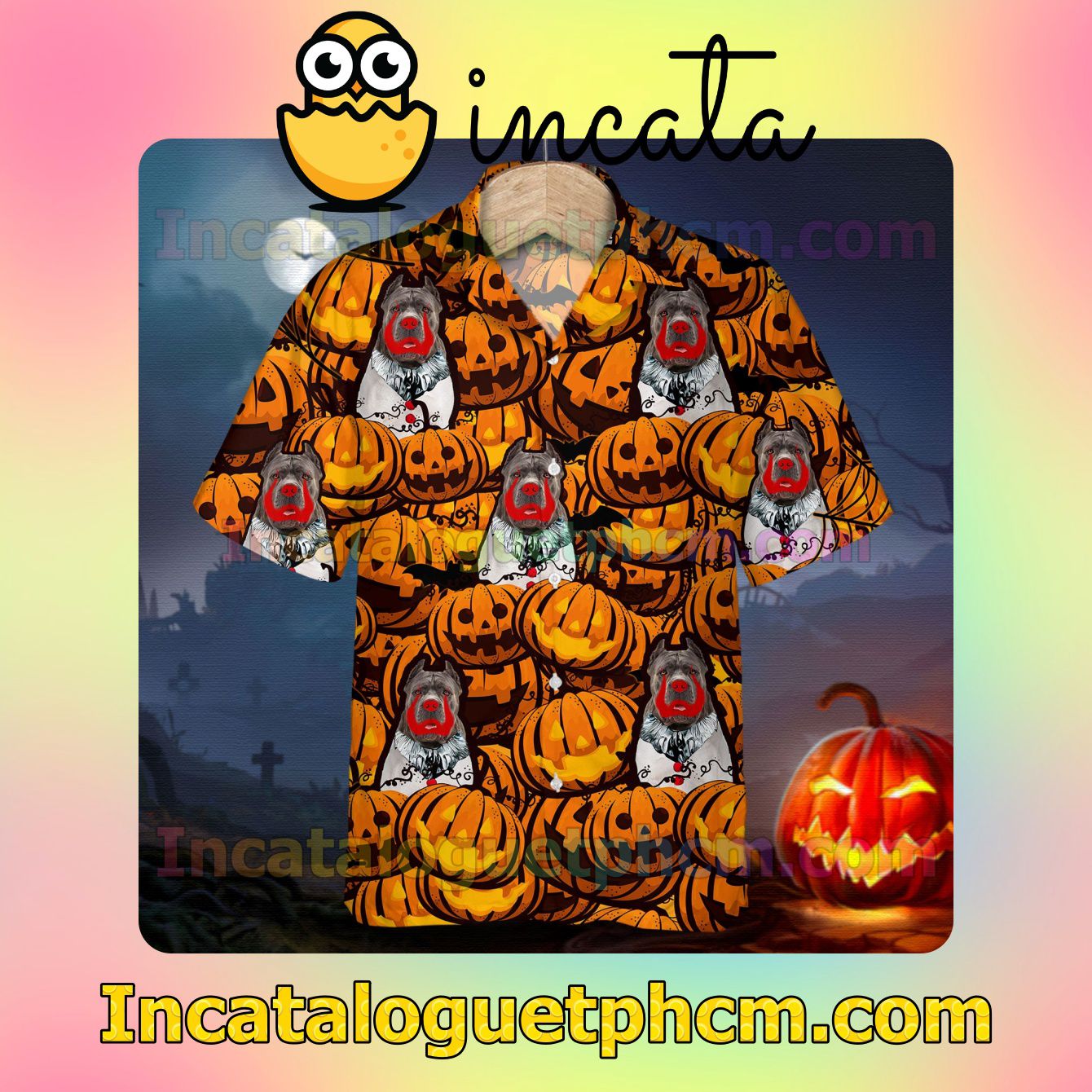 Cane Corso Pumpkin Halloween Casual Button Down Shirts