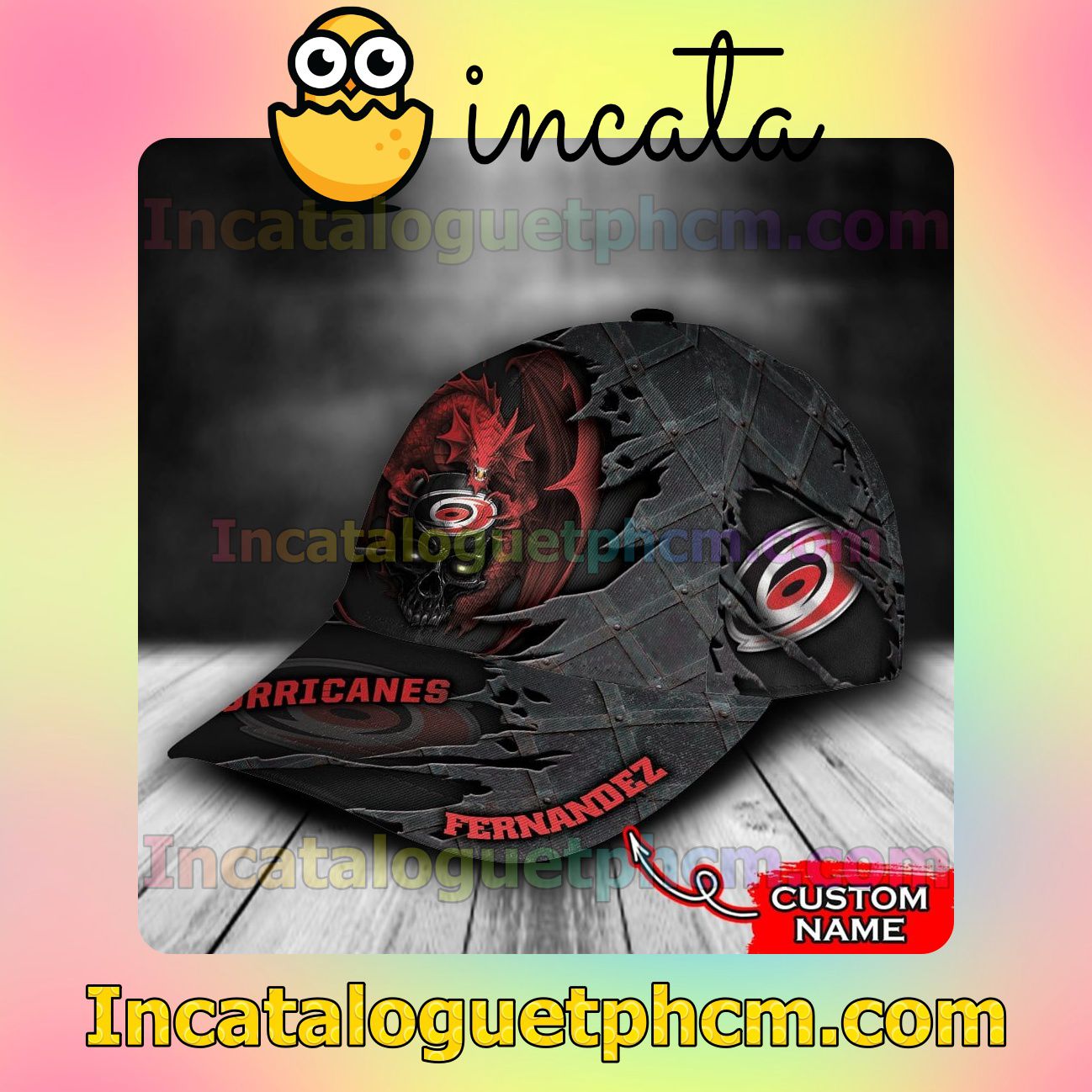 Free Carolina Hurricanes Dragon Crack 3D NHL Customized Hat Caps