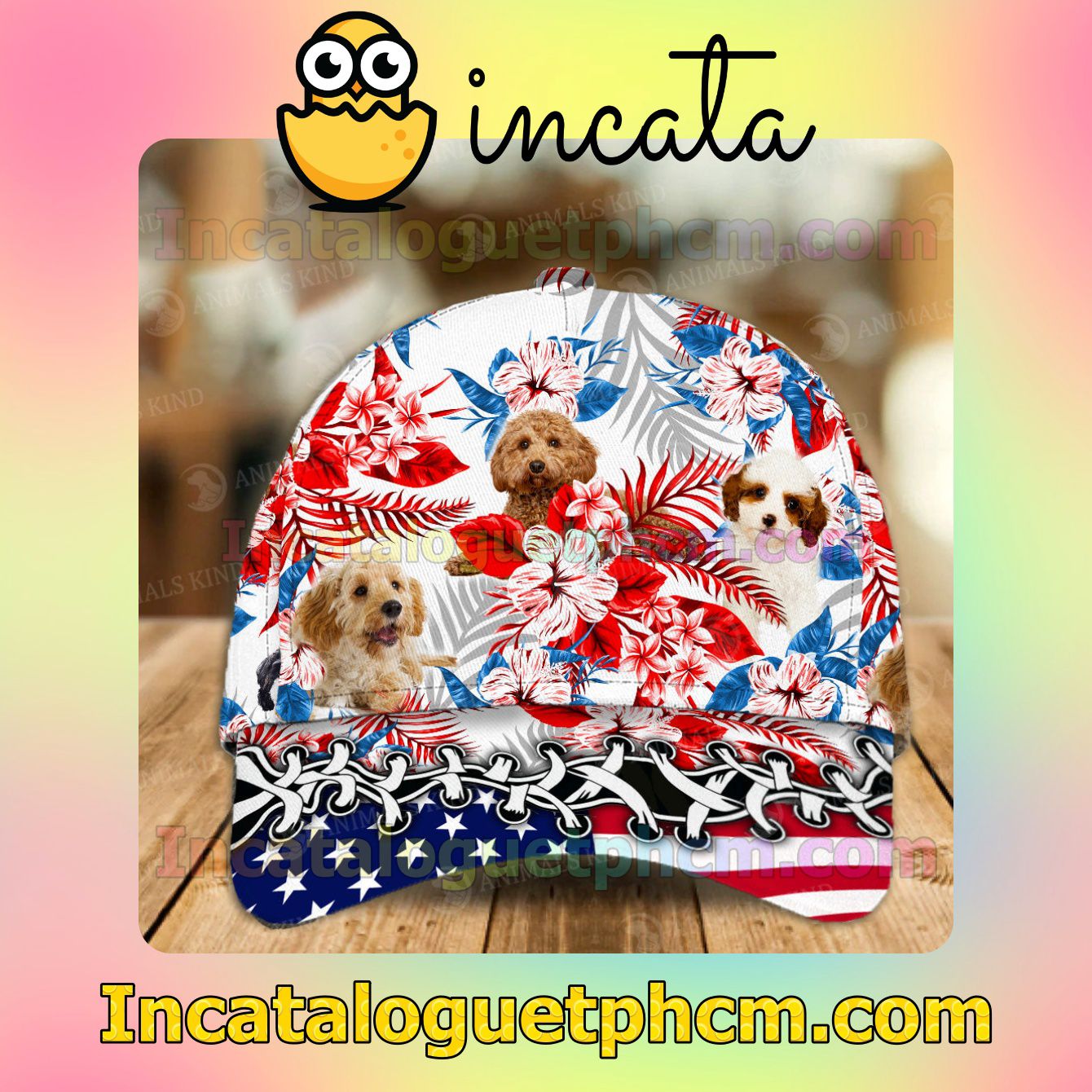Cavapoo American Flag Dog Lover Caps