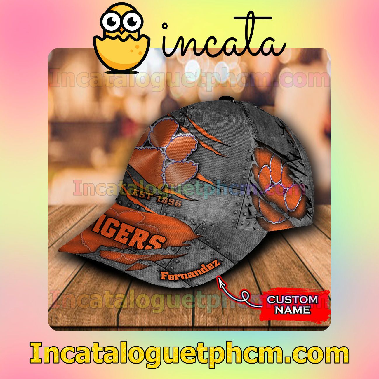 Luxury Clemson Tigers Leather Zipper Print Customized Hat Caps