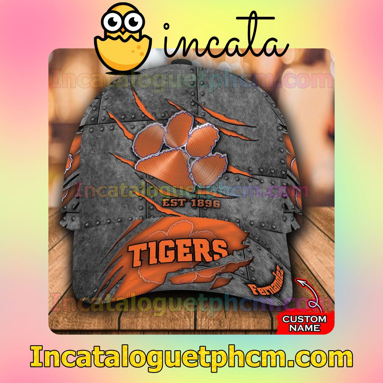 Free Clemson Tigers Leather Zipper Print Customized Hat Caps