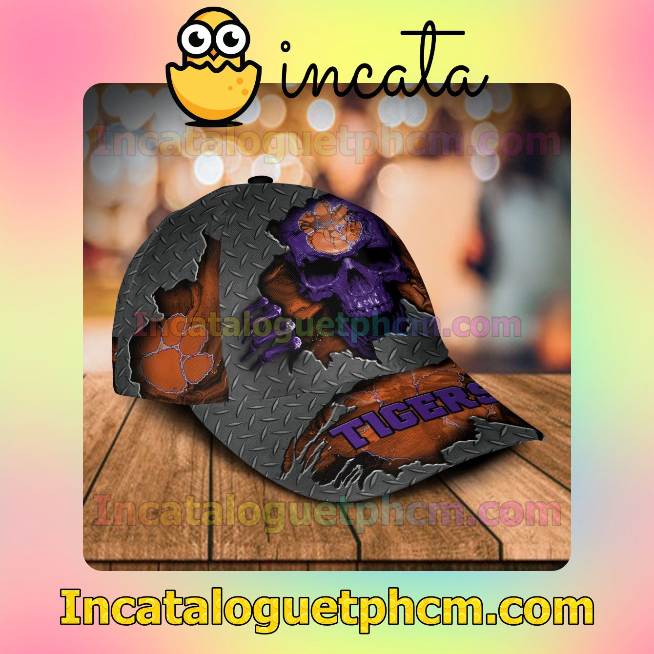 The cheapest Clemson Tigers SKULL NCAA Customized Hat Caps