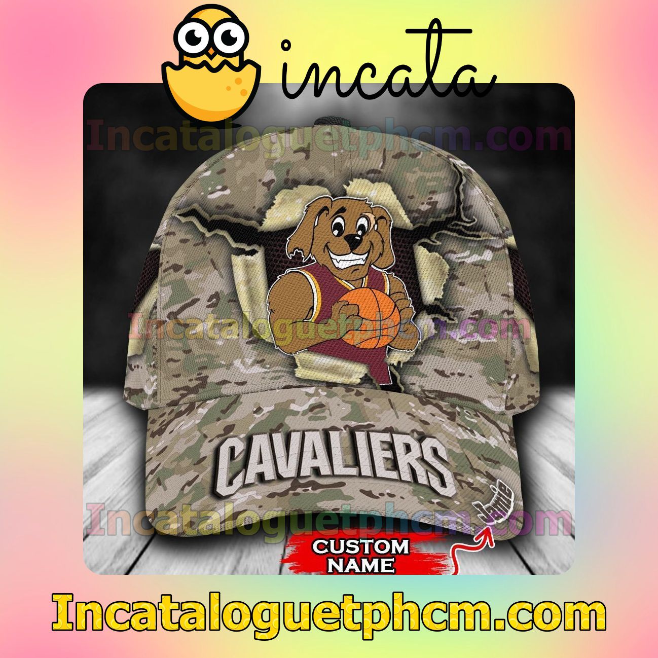 Great Quality Cleveland Cavaliers Camo Mascot NBA Customized Hat Caps