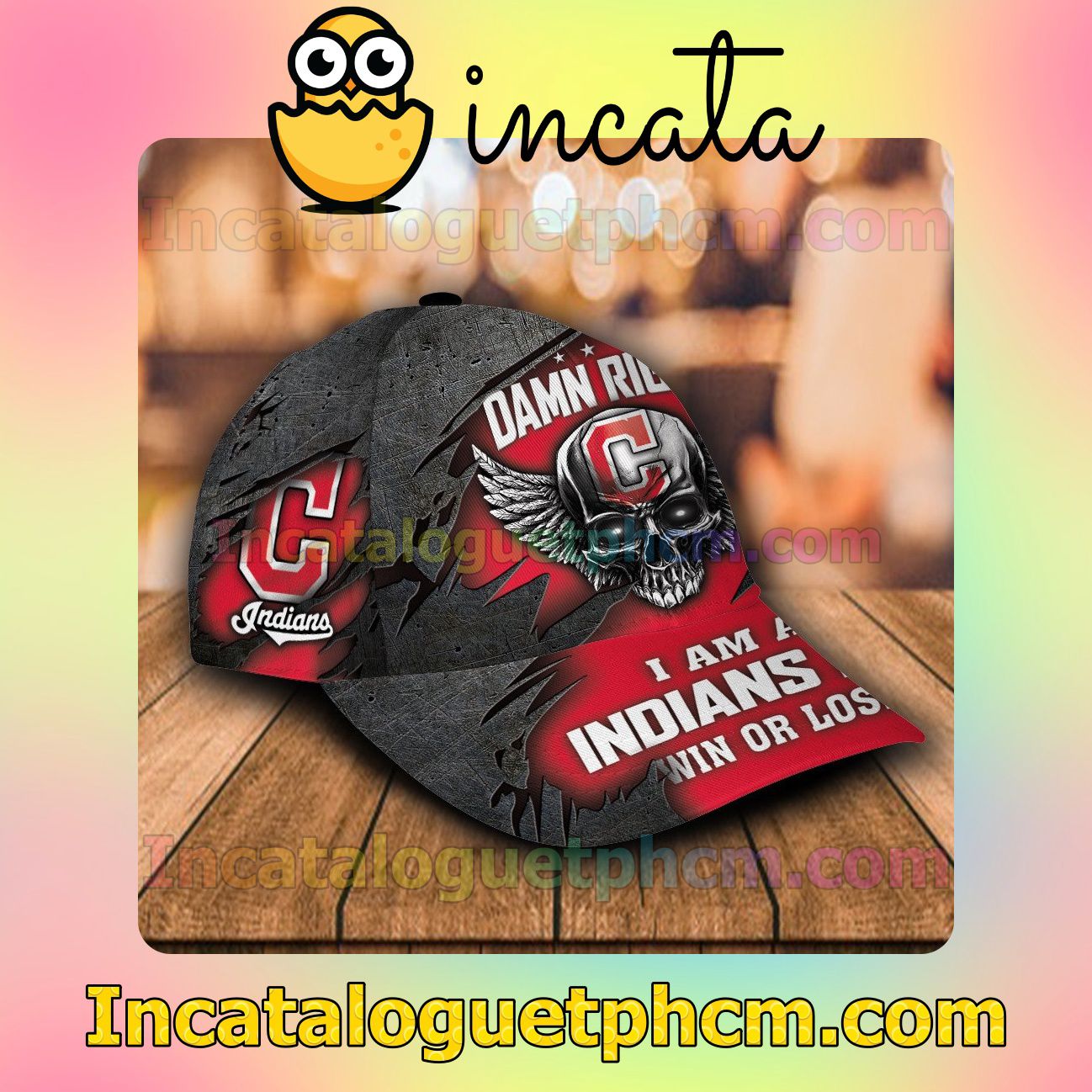 Handmade Cleveland Indians Damn Right I Am A Fan Win Or Lose MLB Customized Hat Caps