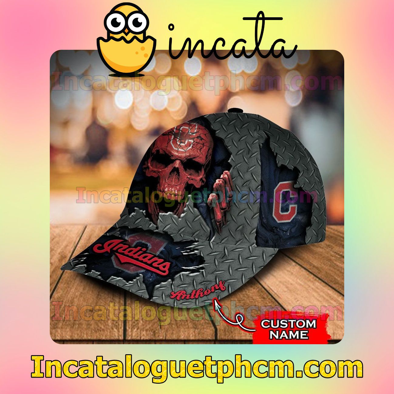 Sale Off Cleveland Indians Skull MLB Customized Hat Caps