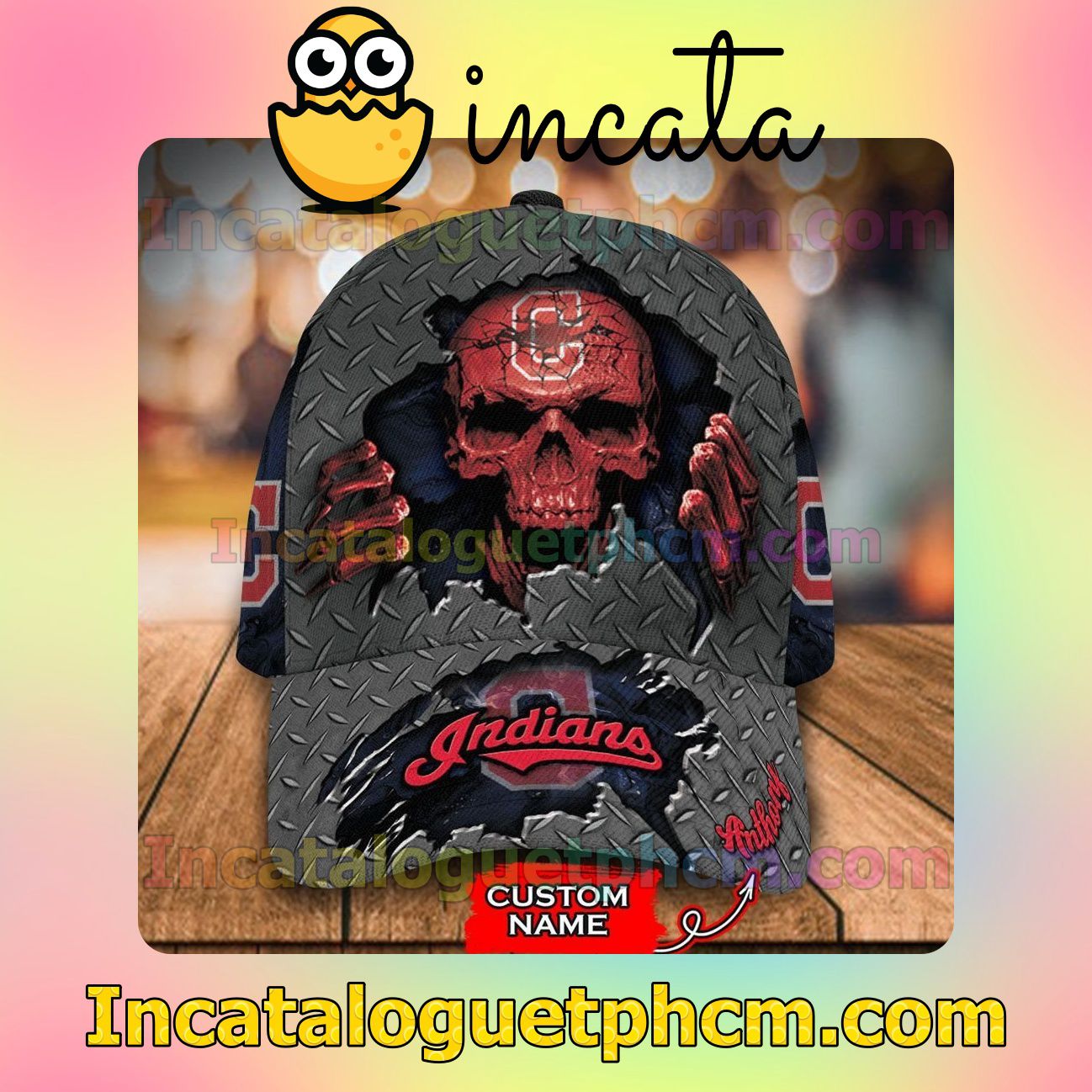 Review Cleveland Indians Skull MLB Customized Hat Caps