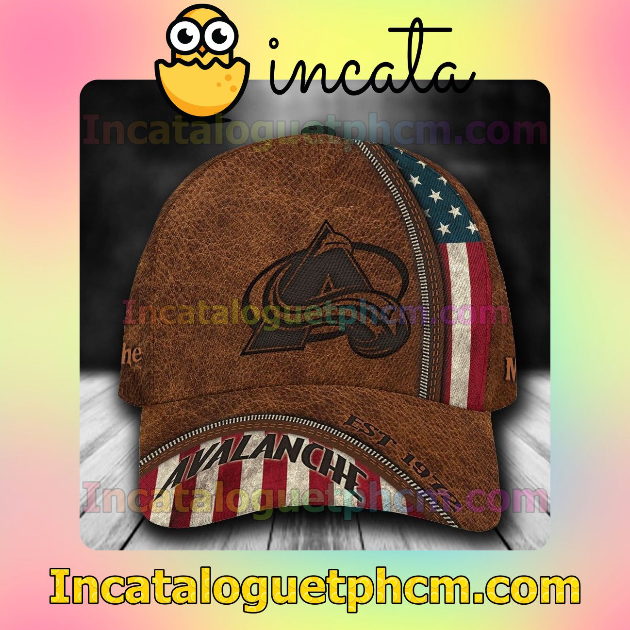 Colorado Avalanche Leather Zipper Print NHL Customized Hat Caps